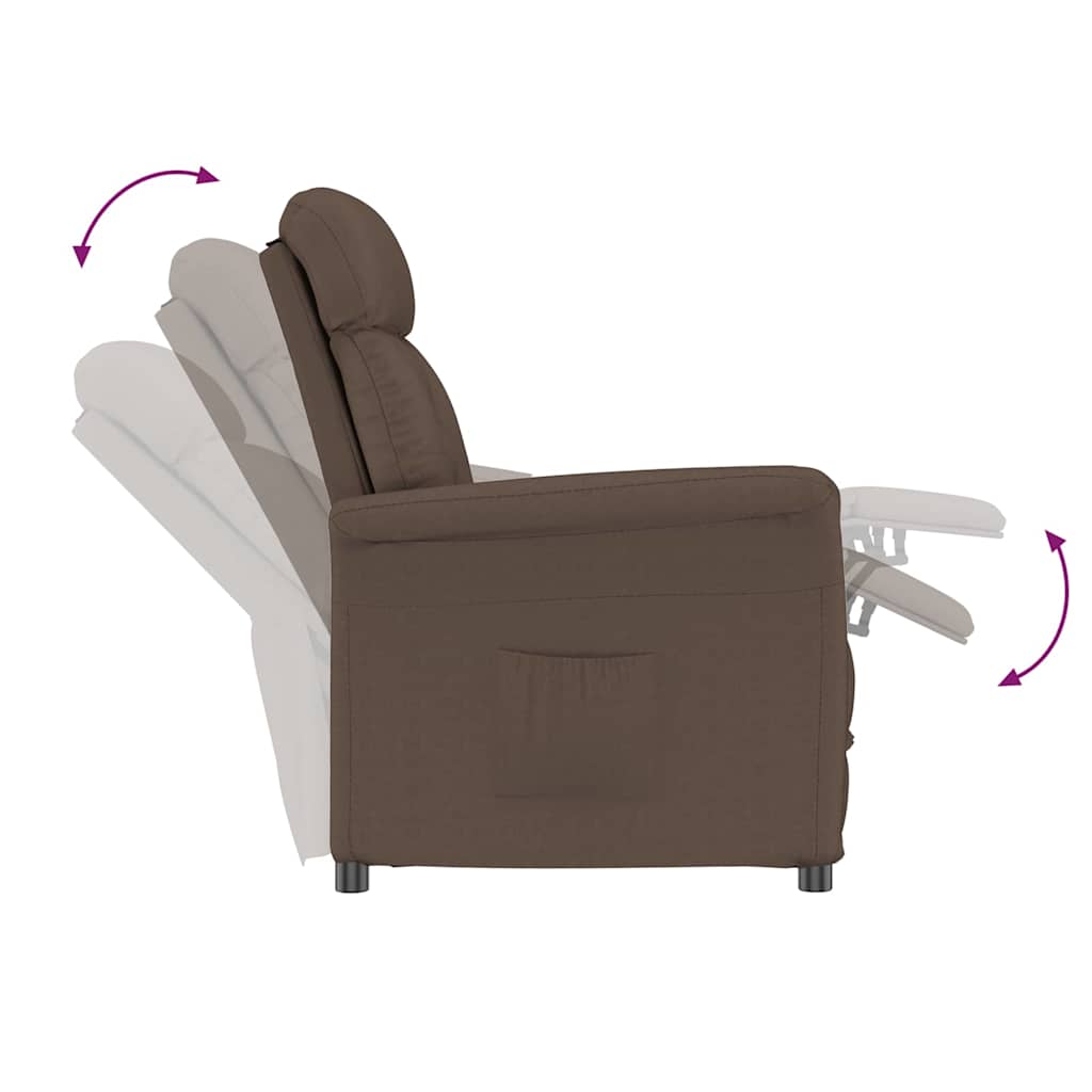 Recliner Chair Brown Dark brown 70.5 x 96.5 x 95 cm Fabric