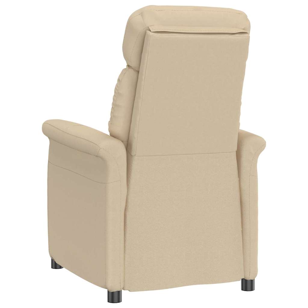 Recliner Chair Cream Cream 70.5 x 96.5 x 95 cm Fabric and metal