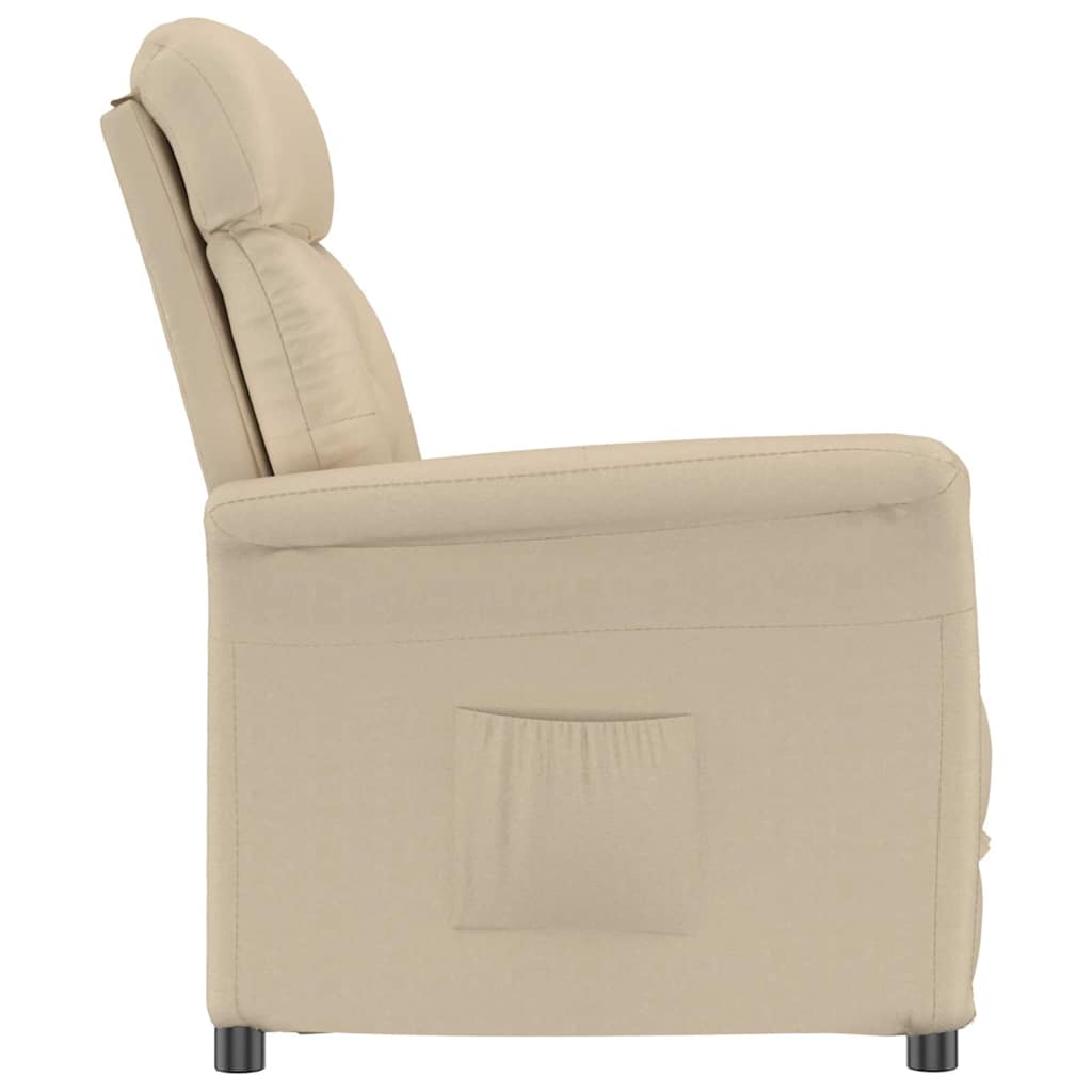 Recliner Chair Cream Cream 70.5 x 96.5 x 95 cm Fabric and metal