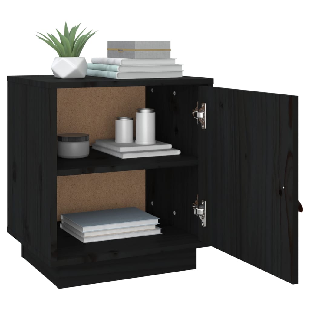 Bedside Cabinets 2 pcs Black 40x34x45 cm Solid Wood Pine