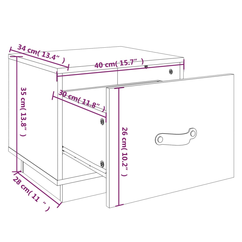 Bedside Cabinets 2 pcs White 40x34x35 cm Solid Wood Pine
