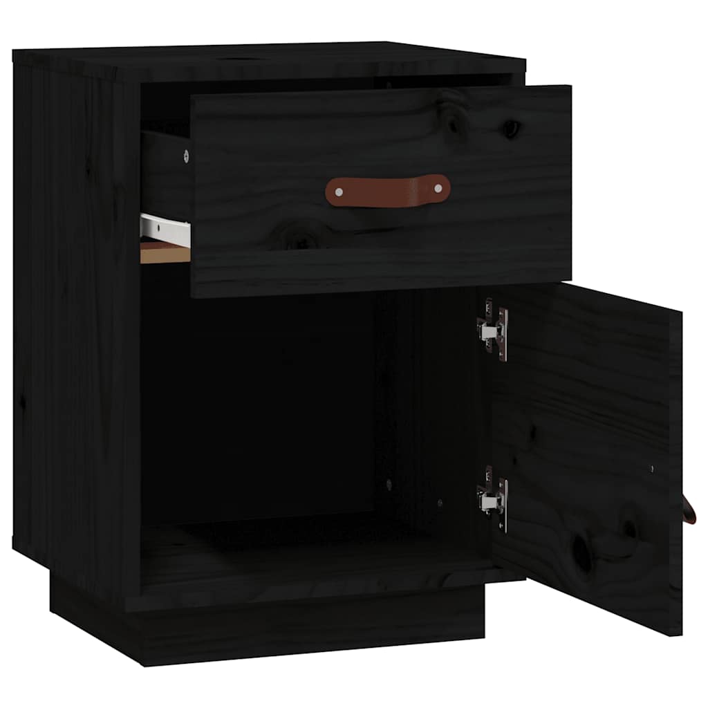 Bedside Cabinet Black 40x34x55 cm Solid Wood Pine