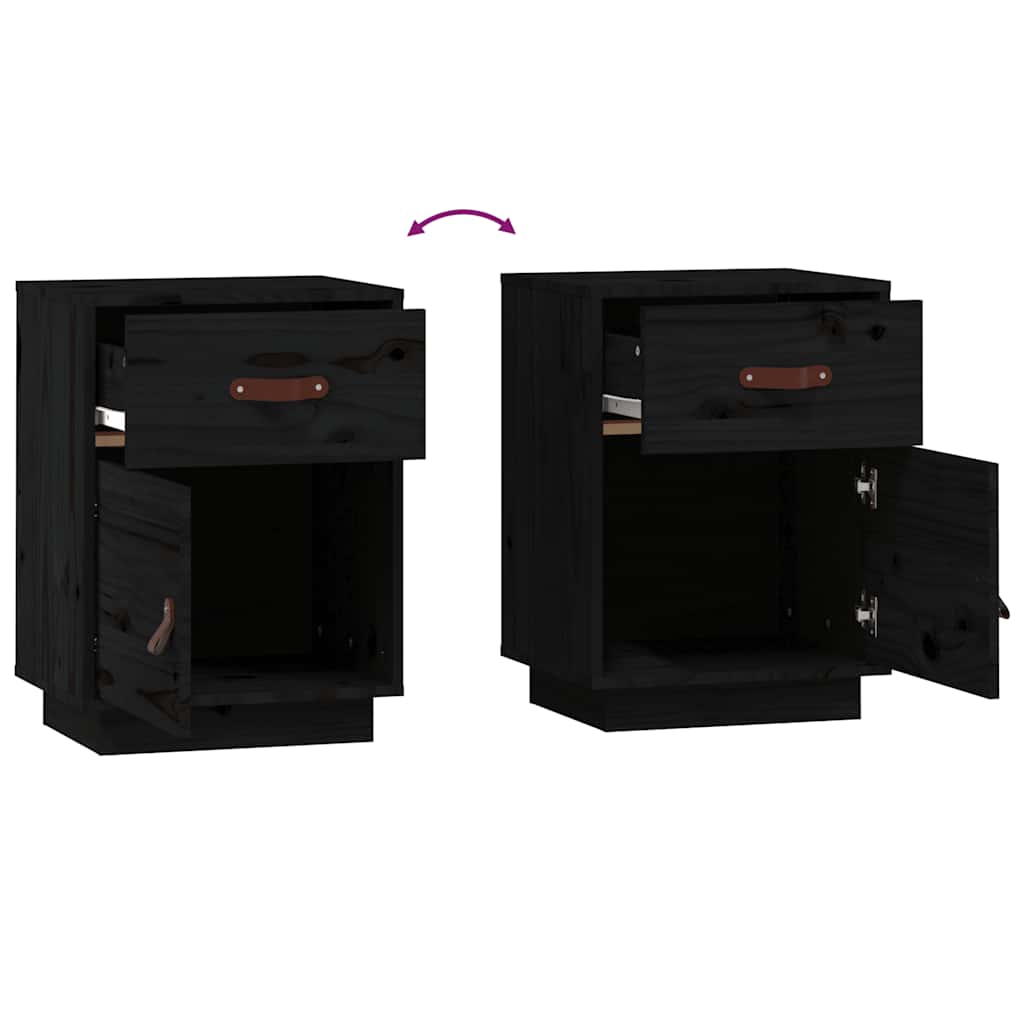 Bedside Cabinet Black 40x34x55 cm Solid Wood Pine