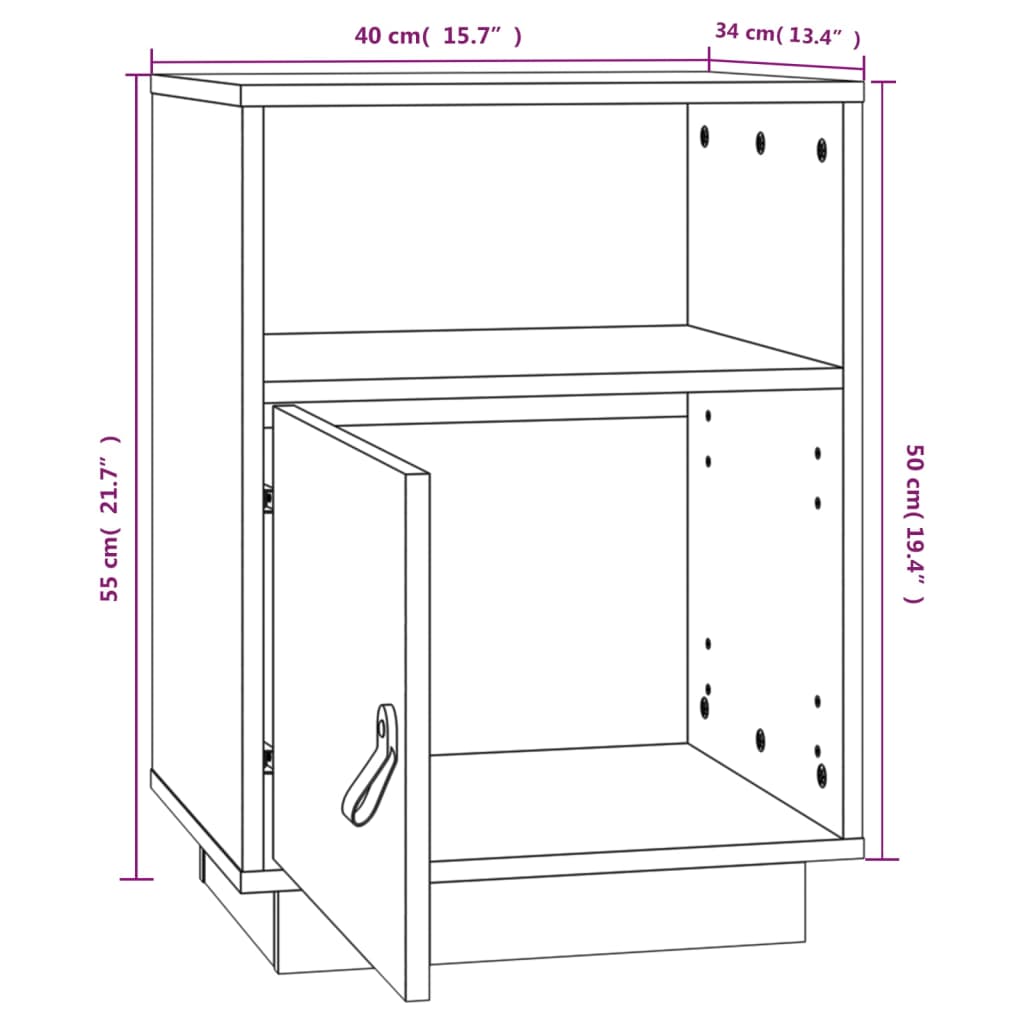 Bedside Cabinet White 40x34x55 cm Solid Wood Pine