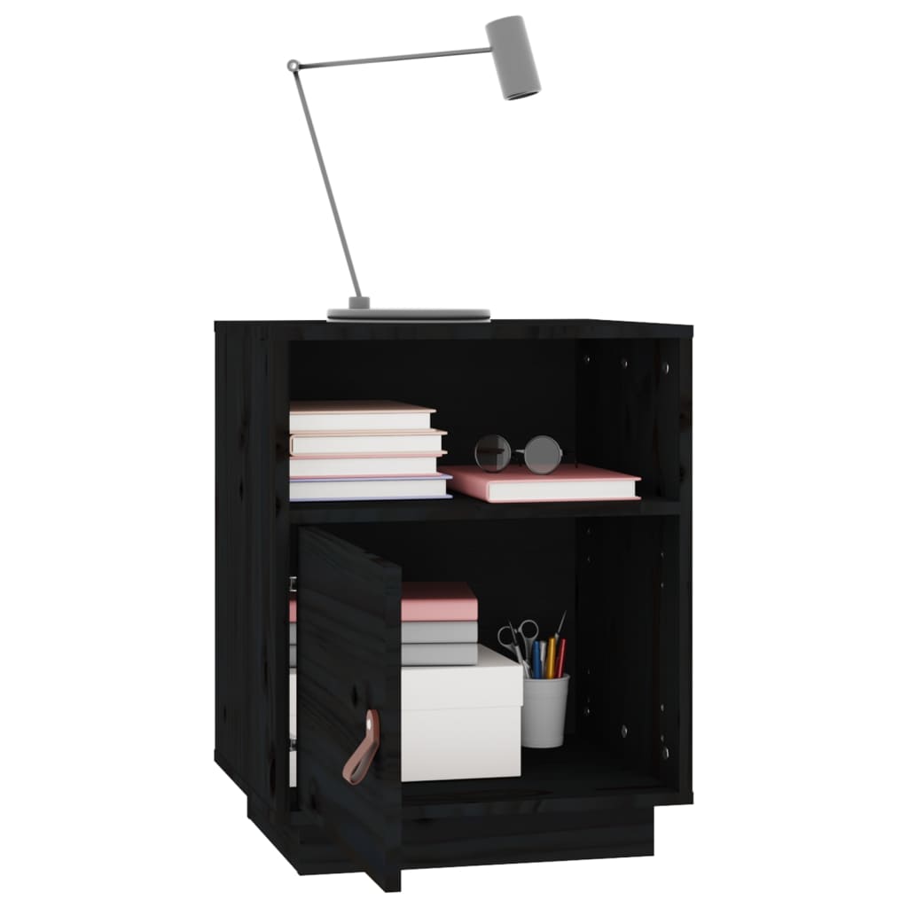 Bedside Cabinets 2 pcs Black 40x34x55 cm Solid Wood Pine