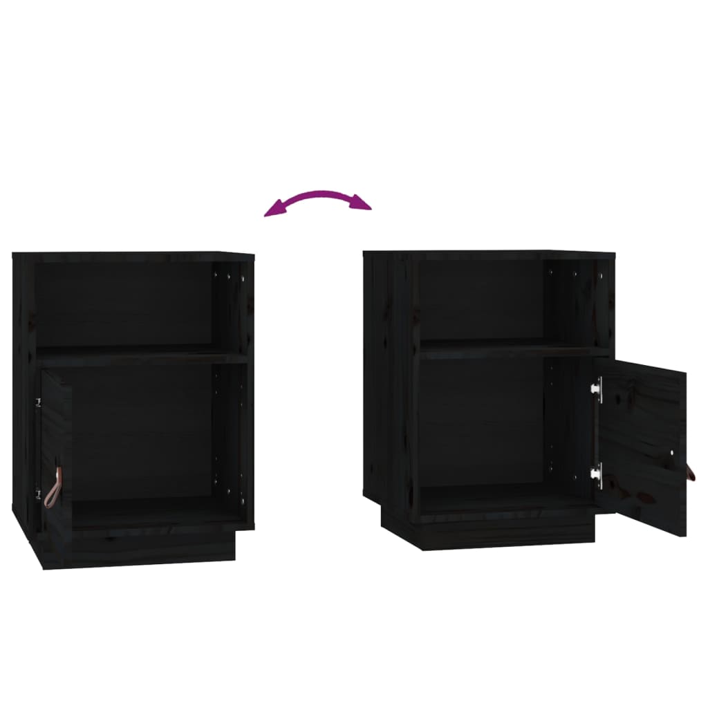 Bedside Cabinets 2 pcs Black 40x34x55 cm Solid Wood Pine