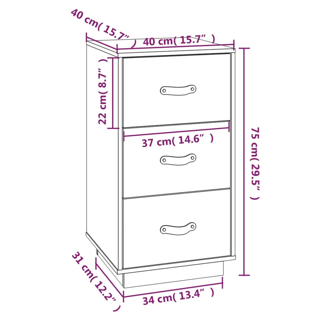 Bedside Cabinet Honey Brown 40x40x75 cm Solid Wood Pine