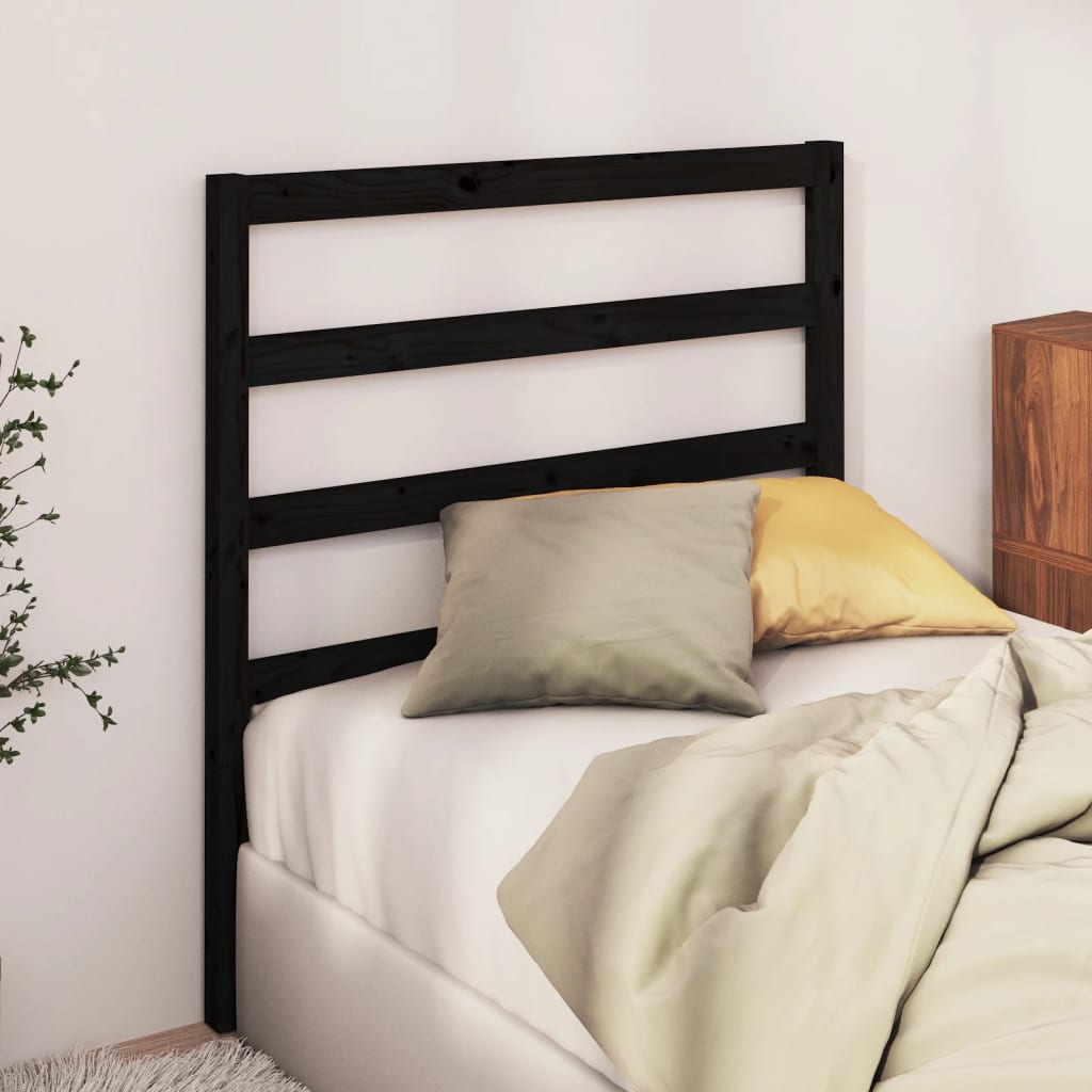 Bed Headboard Black 95x4x100 cm Solid Wood Pine