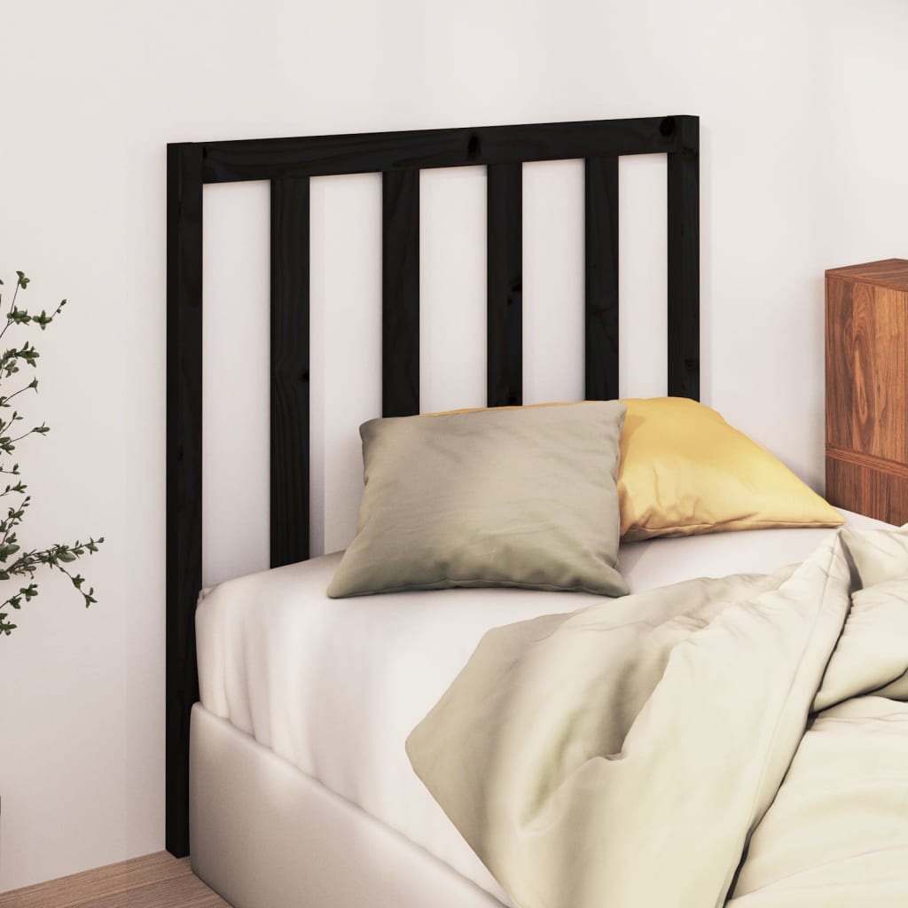 Bed Headboard Black 95x4x100 cm Solid Wood Pine