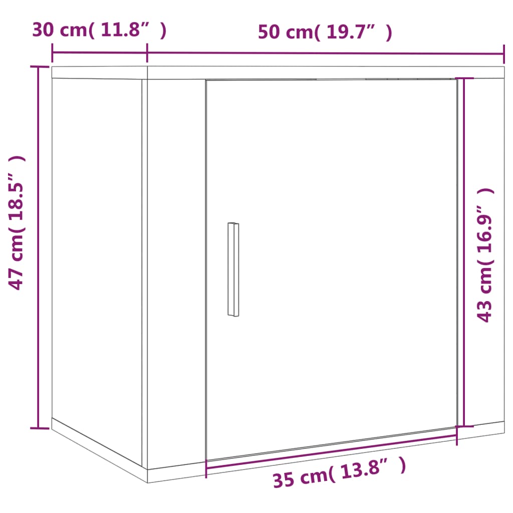 Wall-mounted Bedside Cabinet Grey Sonoma 50x30x47 cm