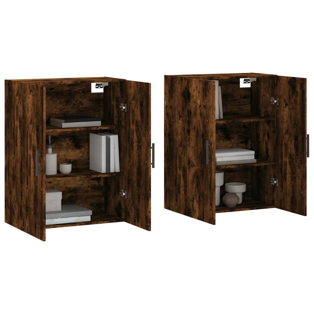 Wall Mounted Cabinets 2 pcs Smoked Oak 69.5x34x90 cm