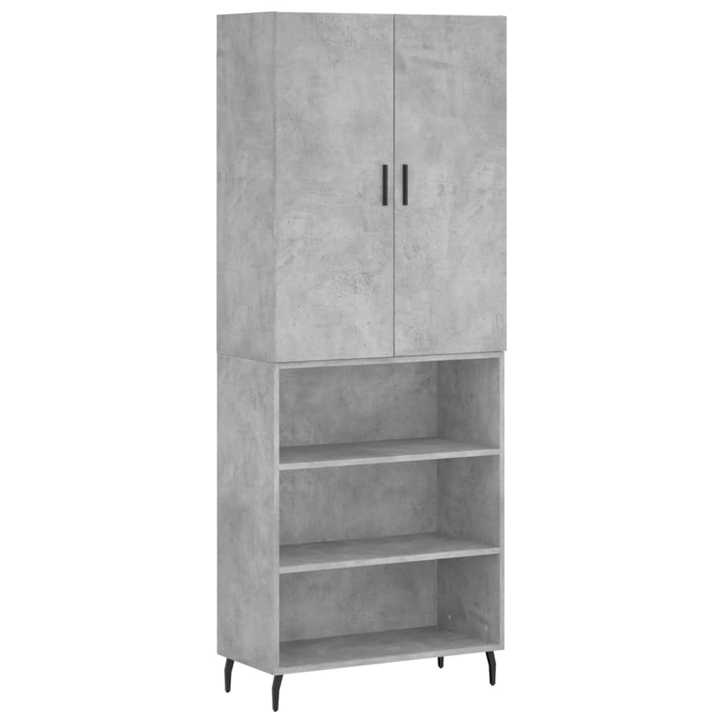 Highboard Concrete Grey 69.5x34x180 cm Engineered Wood