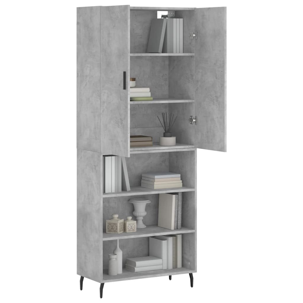 Highboard Concrete Grey 69.5x34x180 cm Engineered Wood
