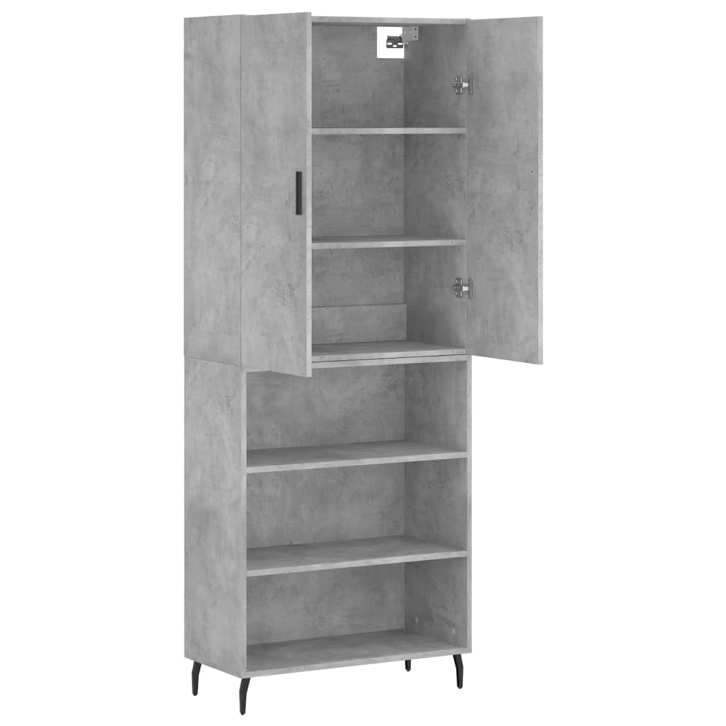 Highboard Concrete Grey 69.5x34x180 cm Engineered Wood
