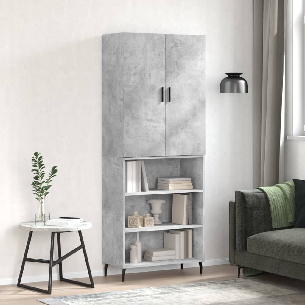 Highboard Concrete Grey 69.5x34x180 cm Engineered Wood