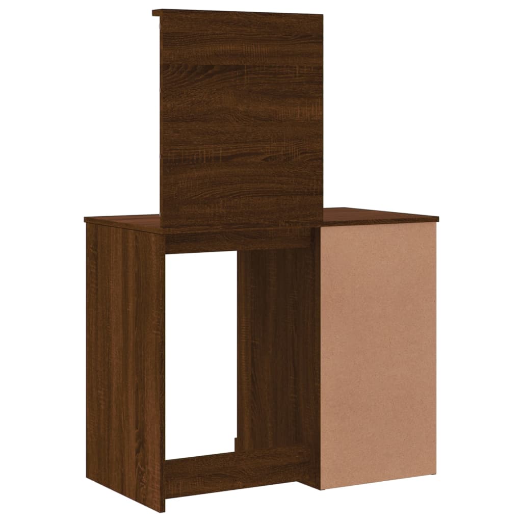 Dressing Table with LED Lights Brown Oak 90x42x132.5 cm