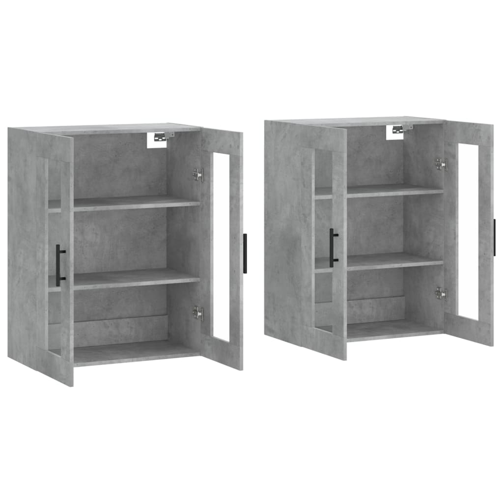 Wall Mounted Cabinets 2 pcs Concrete Grey Engineered Wood