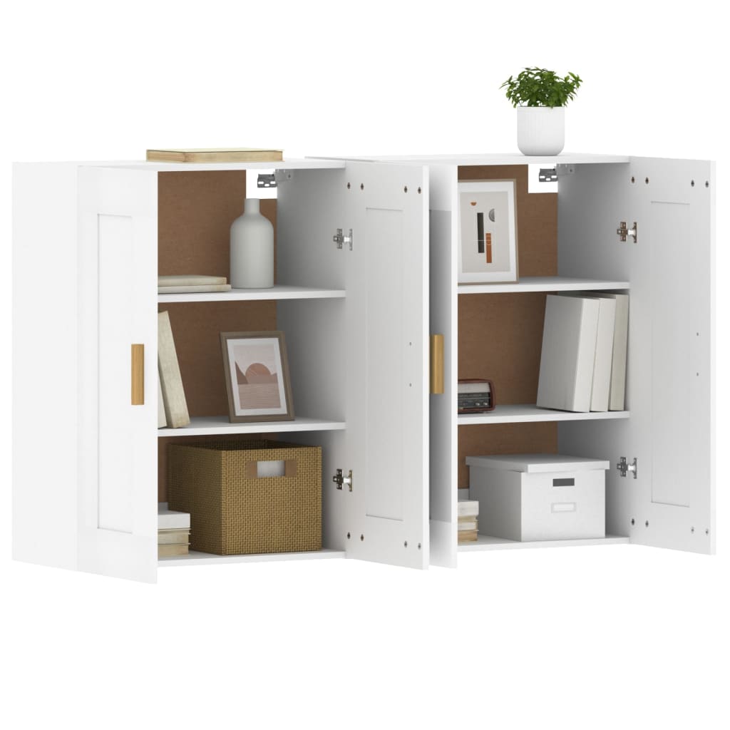 Wall Mounted Cabinets 2 pcs White Engineered Wood