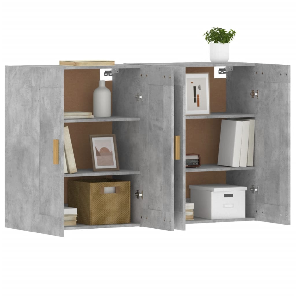 Wall Mounted Cabinets 2 pcs Concrete Grey Engineered Wood