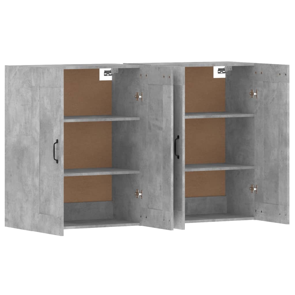 Wall Mounted Cabinets 2 pcs Concrete Grey Engineered Wood