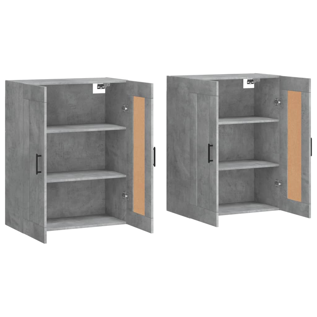 Wall Mounted Cabinets 2 pcs Concrete Grey Engineered Wood