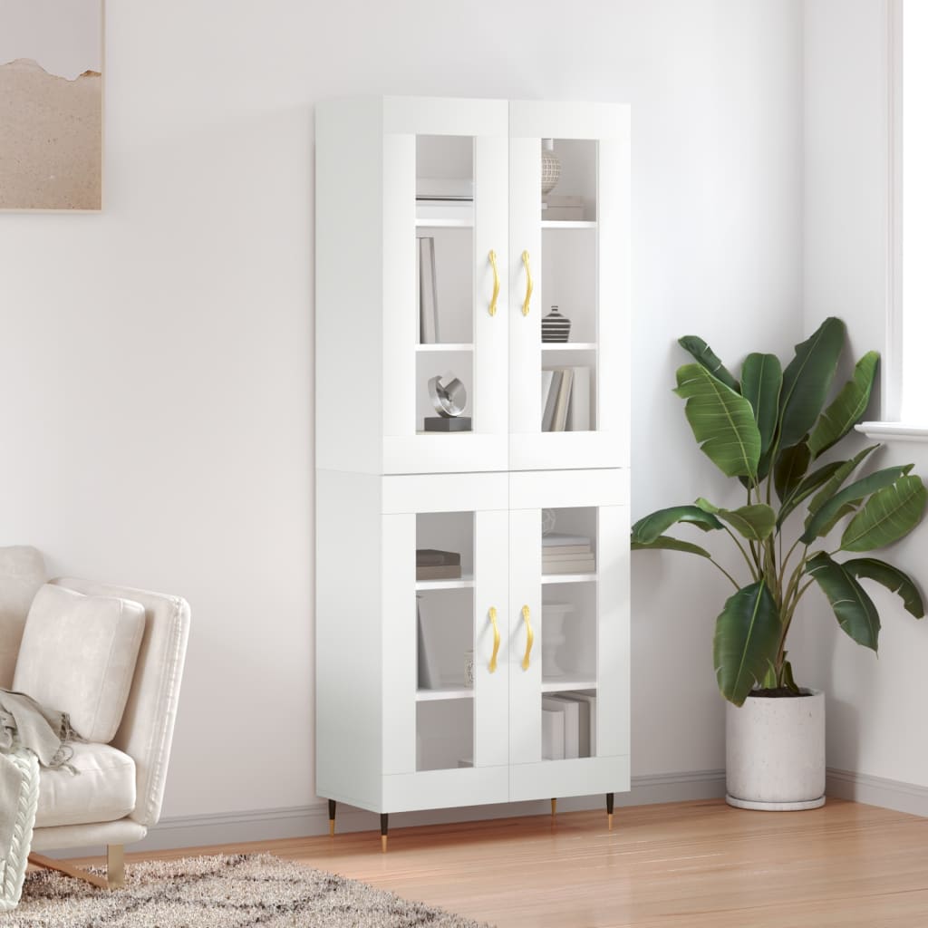Highboard White 69.5x34x180 cm Engineered Wood