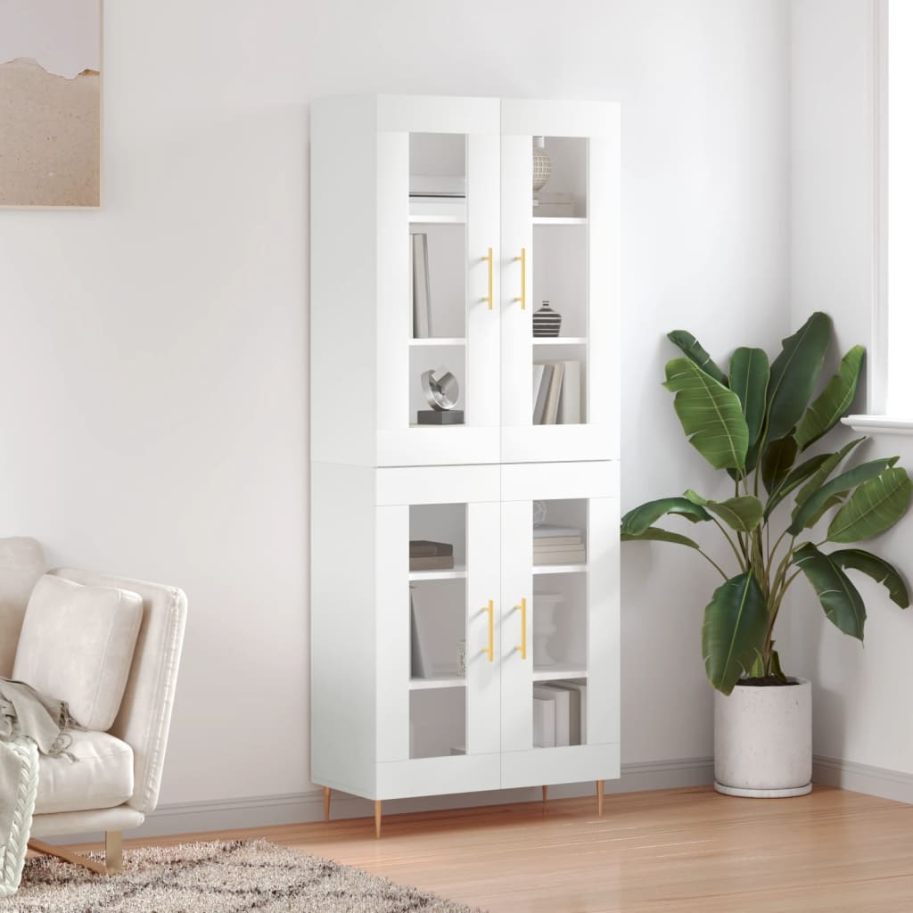 Highboard White 69.5x34x180 cm Engineered Wood