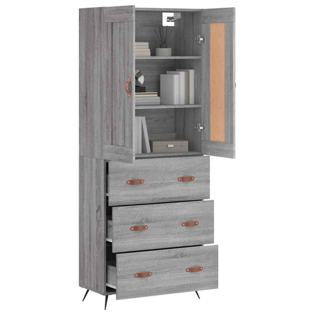 Highboard Grey Sonoma 69.5x34x180 cm Engineered Wood