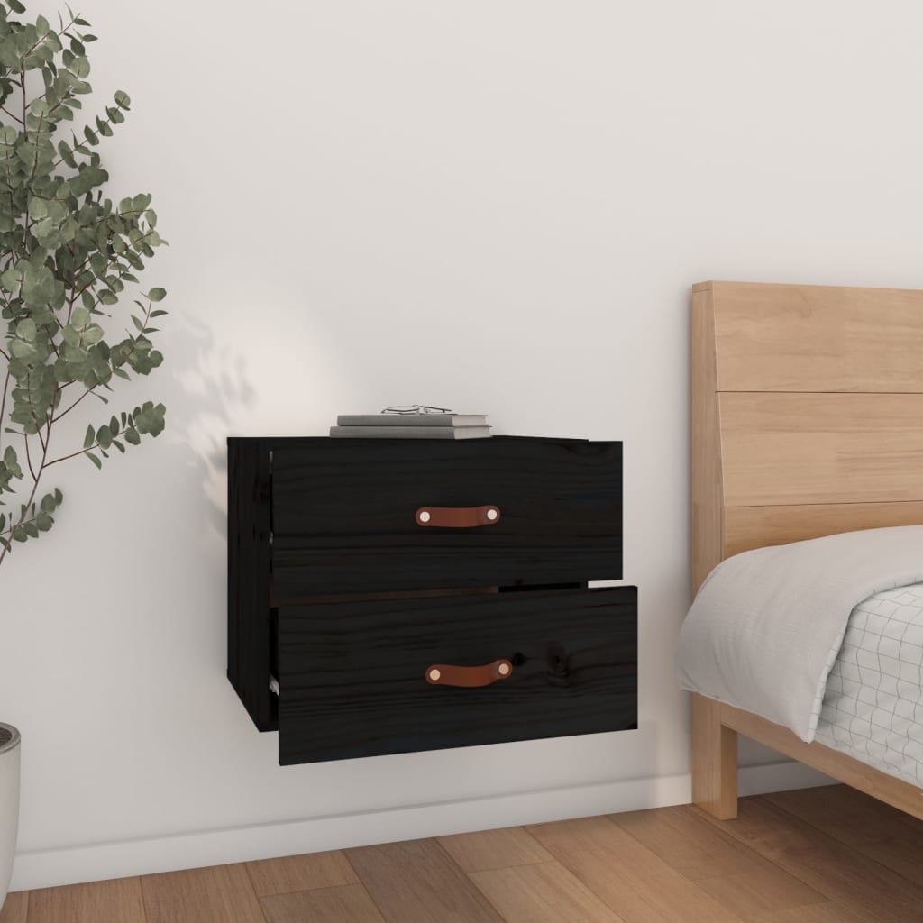 Wall-mounted Bedside Cabinet Black 50x36x40 cm