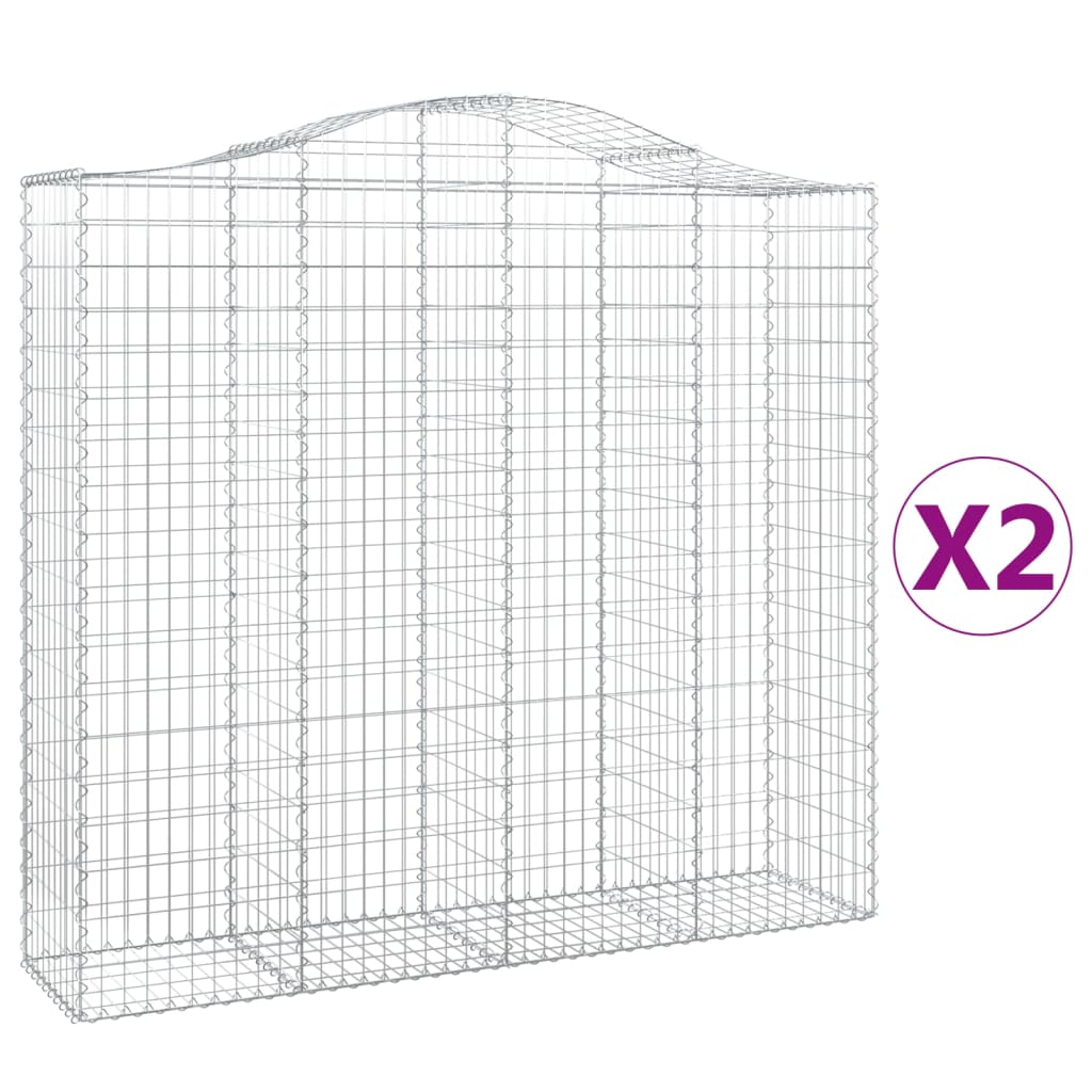 Arched Gabion Baskets 2 pcs 200x50x180/200 cm Galvanised Iron