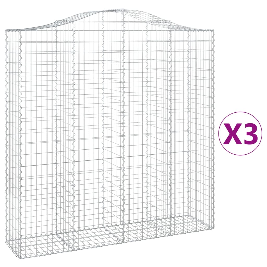 Arched Gabion Baskets 3 pcs 200x50x200/220 cm Galvanised Iron