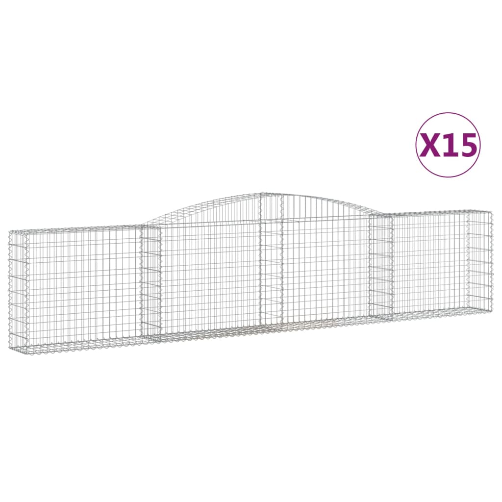 Arched Gabion Baskets 15 pcs 400x30x80/100 cm Galvanised Iron