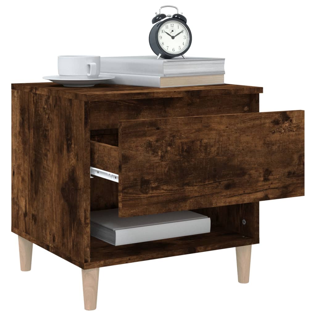 Bedside Table Smoked Oak 50x46x50 Engineered Wood