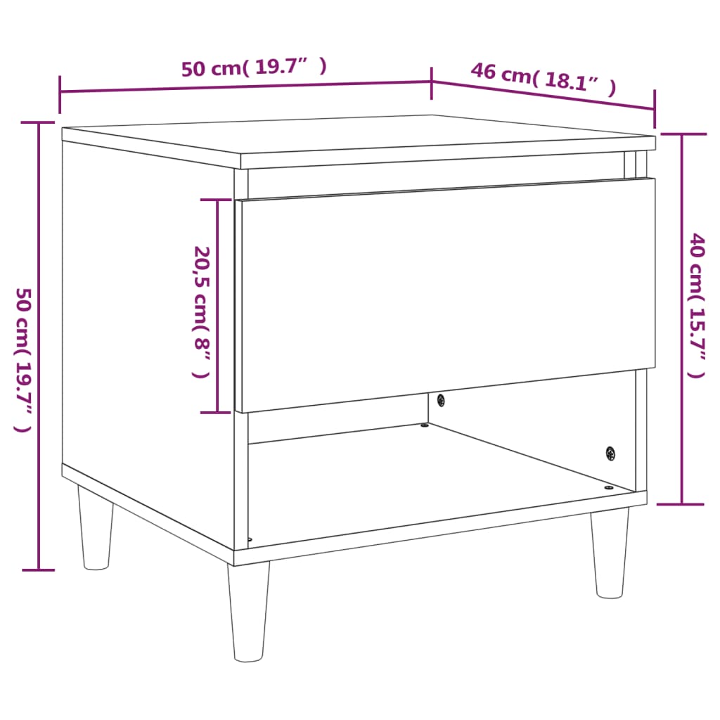 Bedside Table Grey Sonoma 50x46x50 Engineered Wood