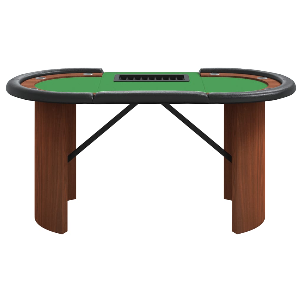 10-Player Poker Table with Chip Tray Green 160x80x75 cm