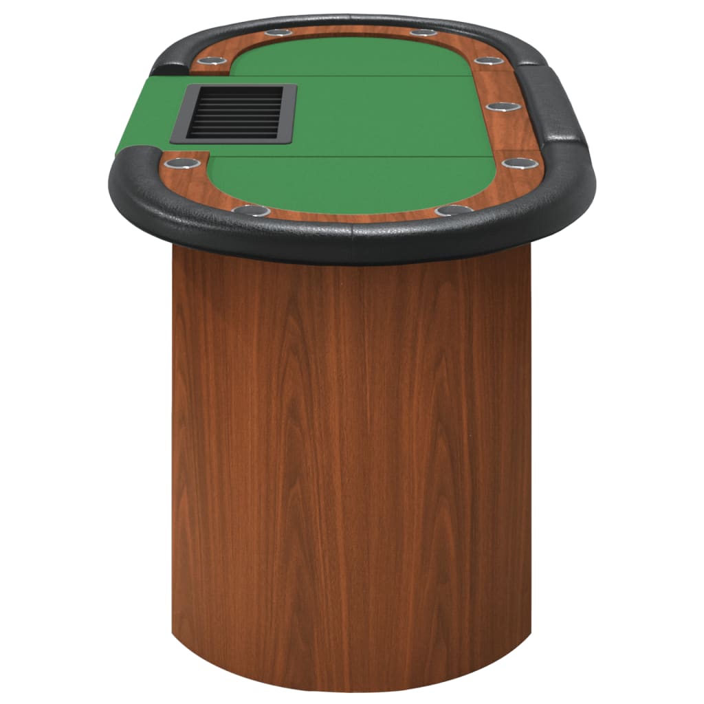 10-Player Poker Table with Chip Tray Green 160x80x75 cm