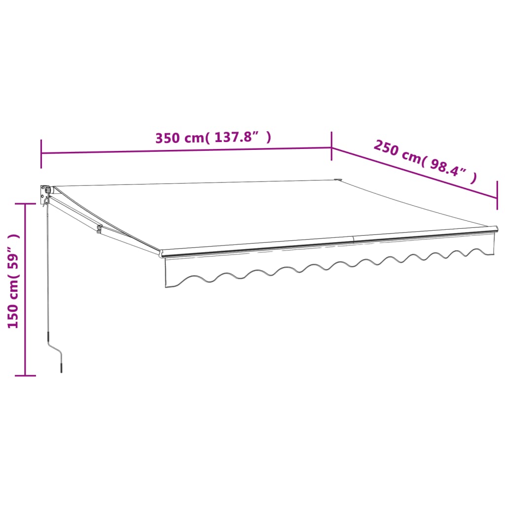Retractable Awning Orange and Brown 3.5x2.5 m Fabric and Aluminium
