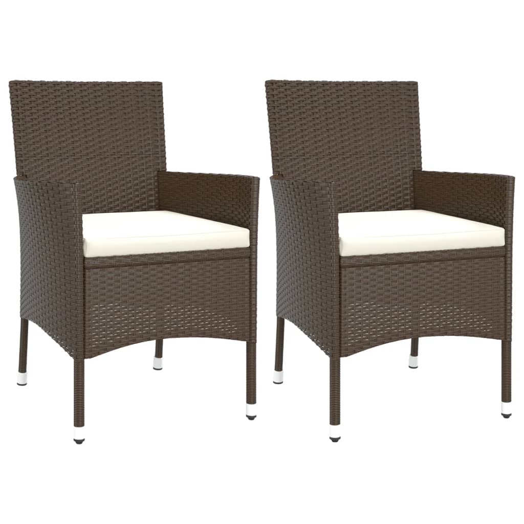 Garden Chairs with Cushions 2 pcs Brown Poly Rattan (UK/IE/FI/NO only)