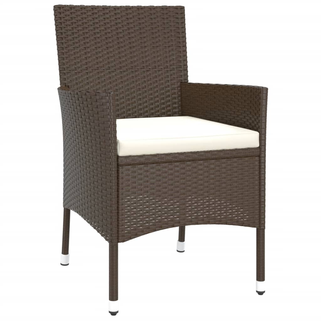 Garden Chairs with Cushions 2 pcs Brown Poly Rattan (UK/IE/FI/NO only)