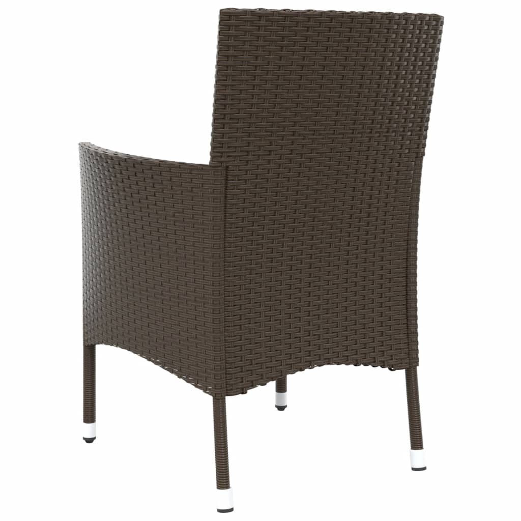 Garden Chairs with Cushions 2 pcs Brown Poly Rattan (UK/IE/FI/NO only)