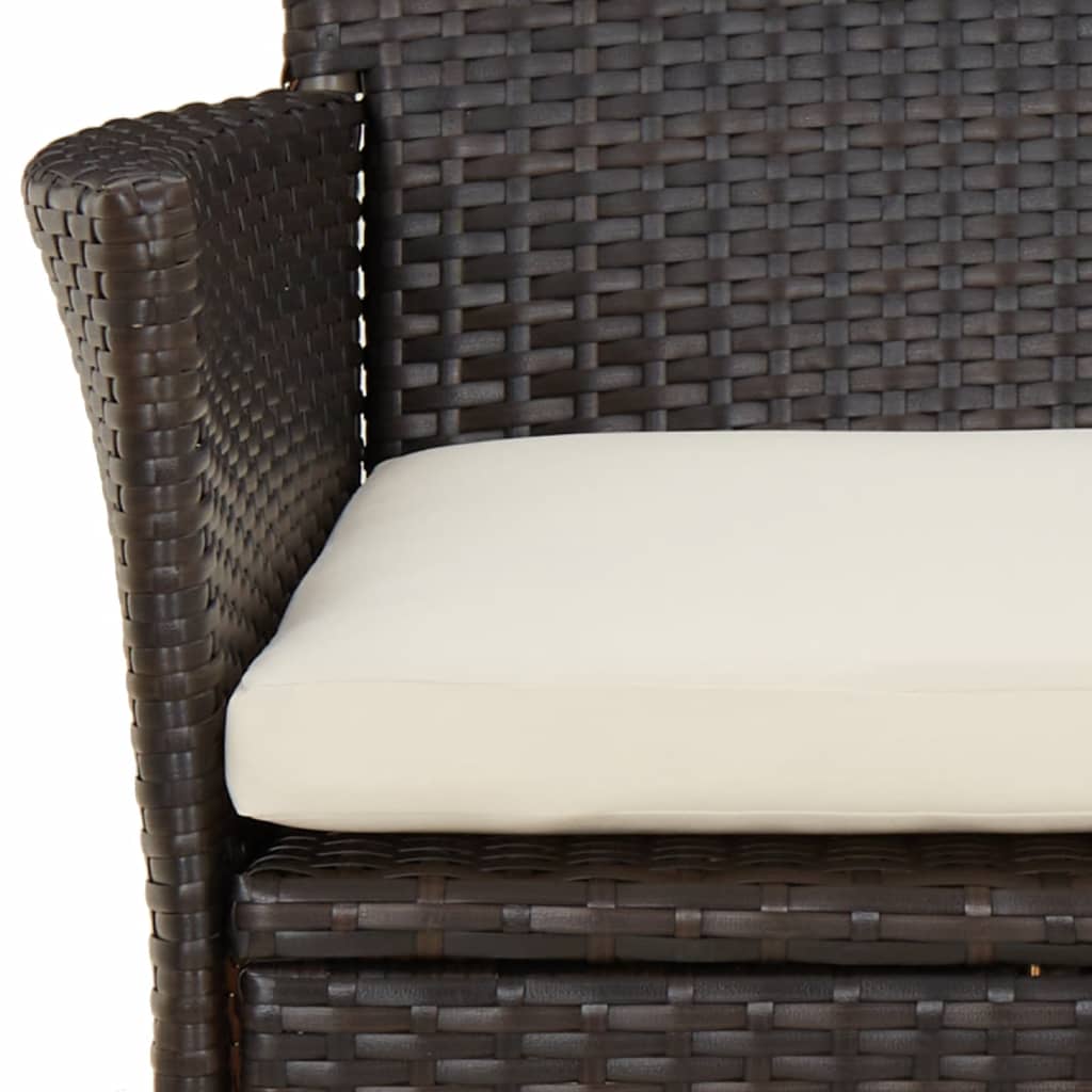 Garden Chairs with Cushions 2 pcs Brown Poly Rattan (UK/IE/FI/NO only)