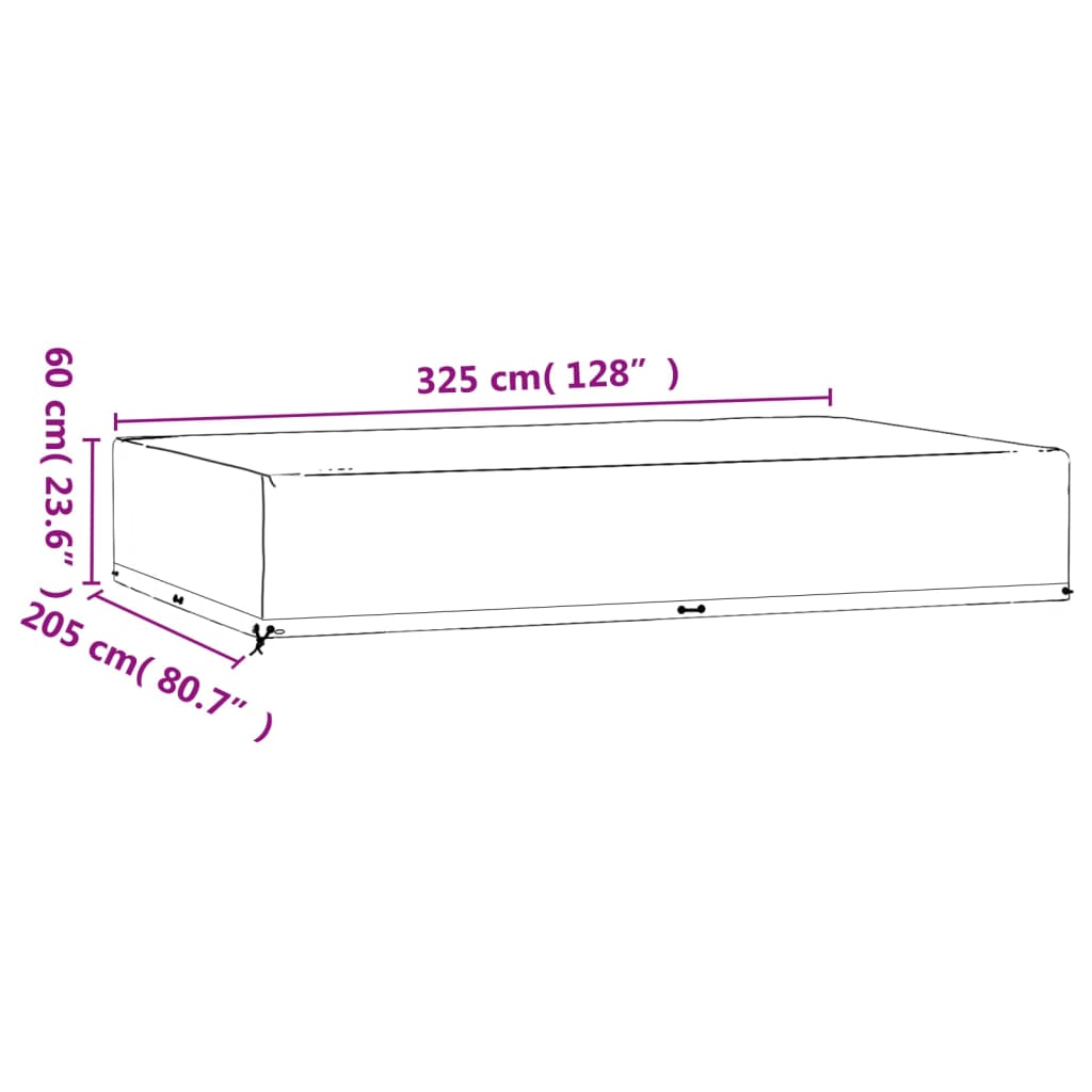 Garden Furniture Covers 2 pcs 16 Eyelets 325x205x60 cm Rectangular