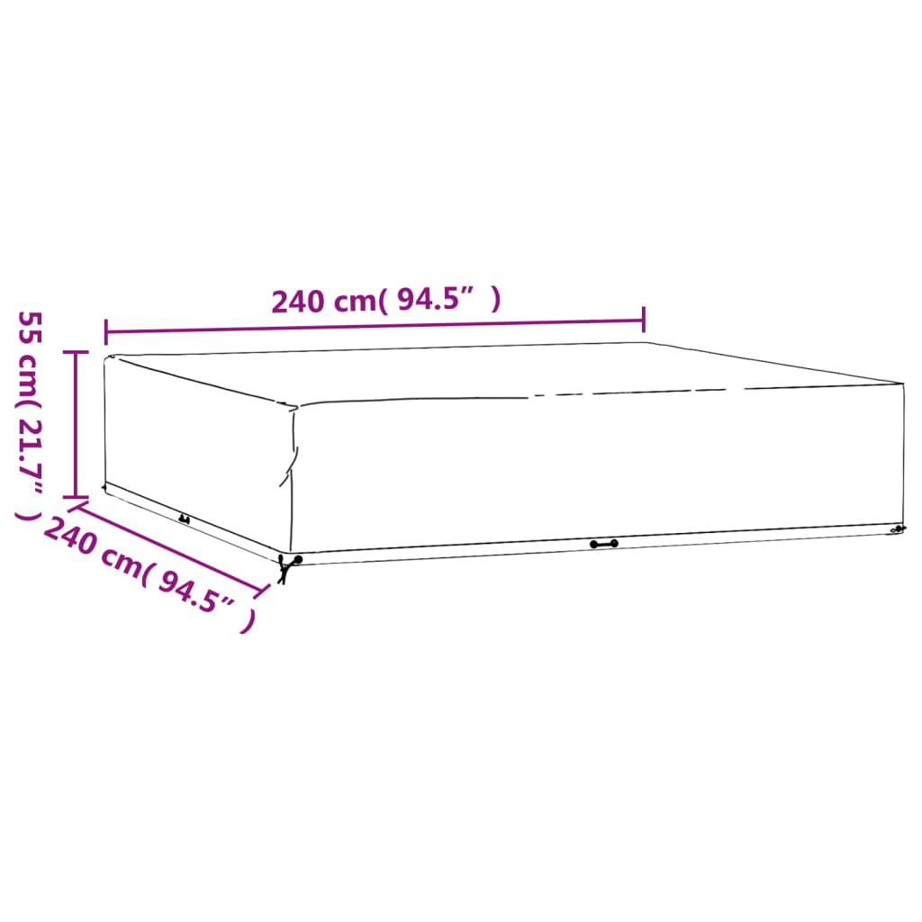 Garden Furniture Cover 16 Eyelets 240x240x55 cm Square