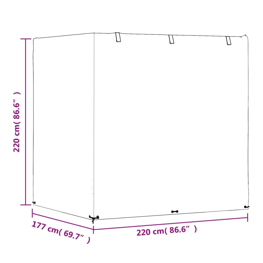 Swing Bench Cover 12 Eyelets 220x177x220 cm Polyethylene