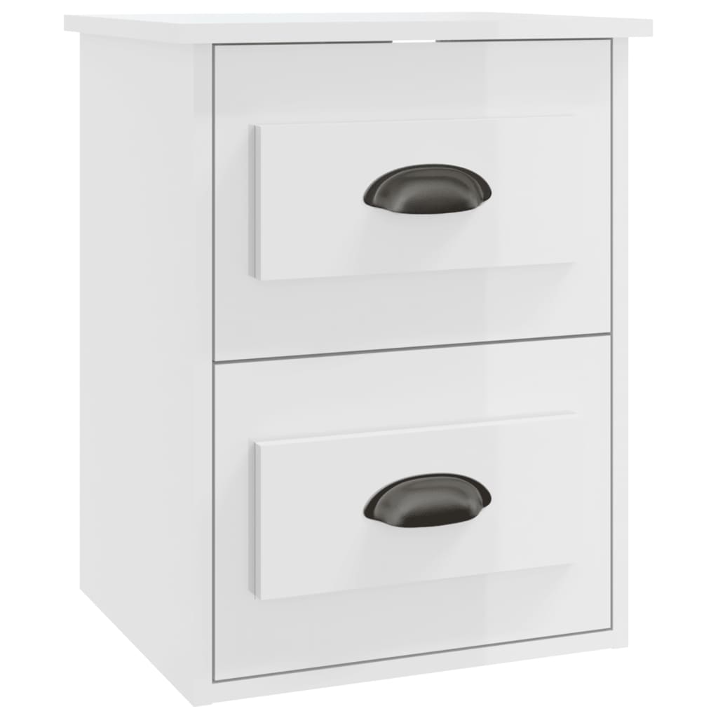 Wall-mounted Bedside Cabinet High Gloss White 41.5x36x53cm