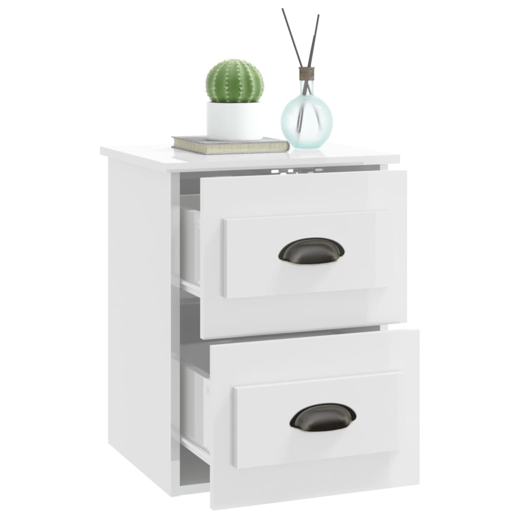 Wall-mounted Bedside Cabinet High Gloss White 41.5x36x53cm