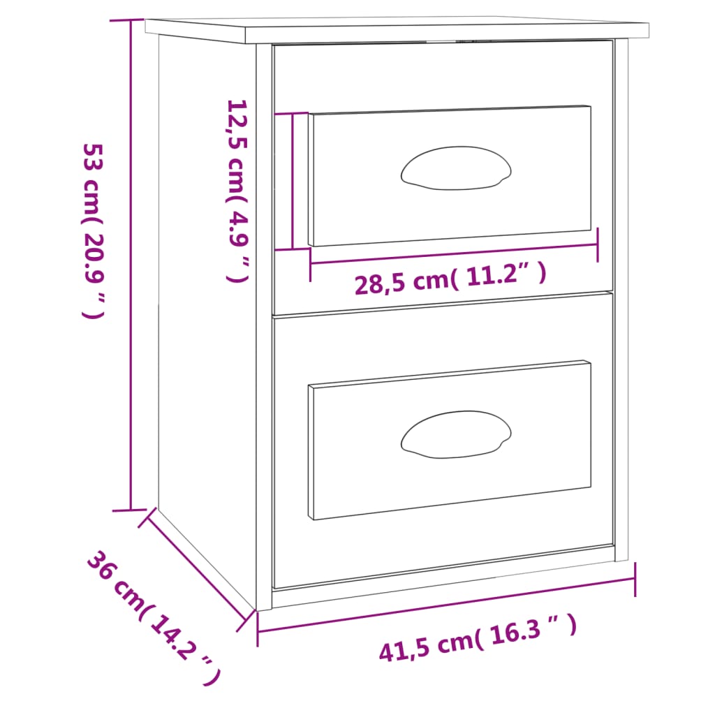 Wall-mounted Bedside Cabinet Concrete Grey 41.5x36x53cm