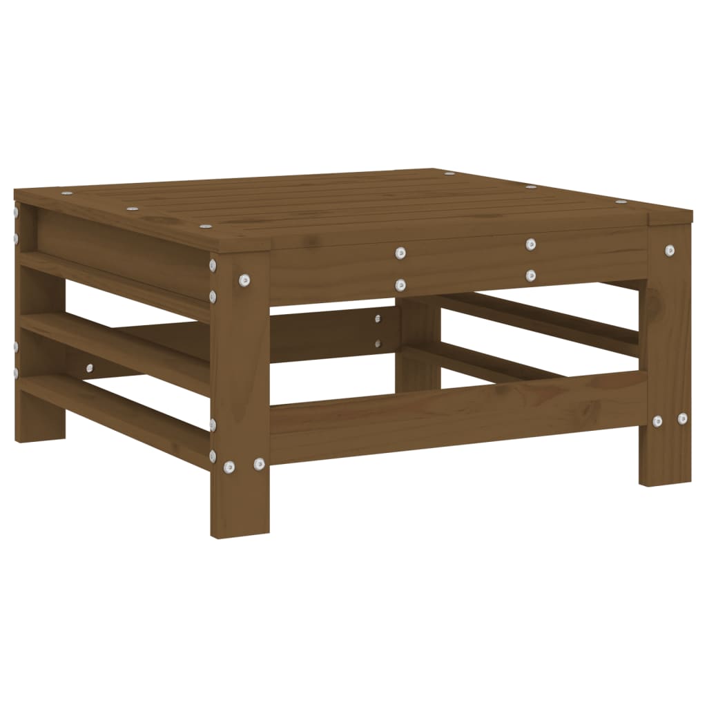 Garden Footstool with Cushion Honey Brown Solid Wood Pine