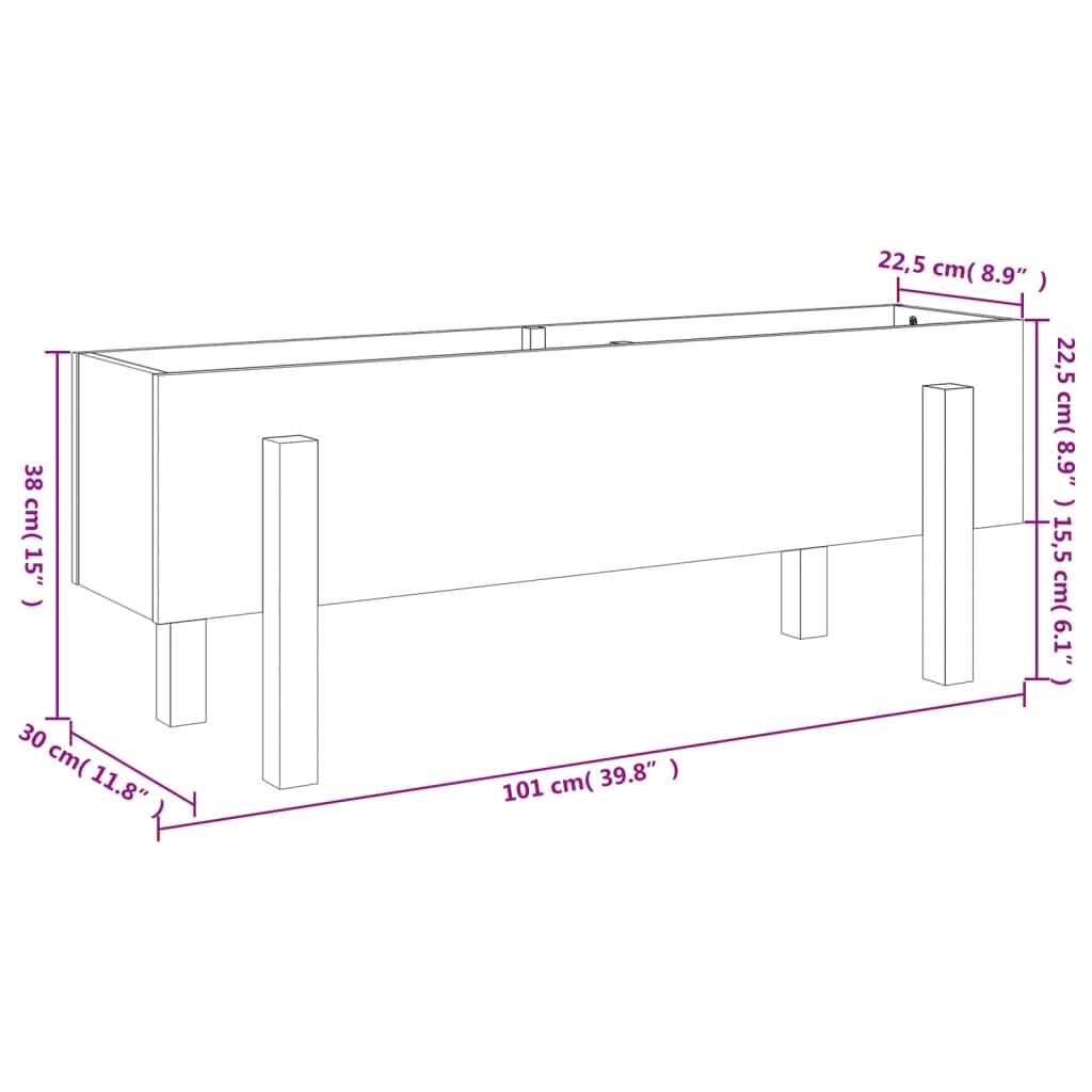 Garden Raised Bed White 101x30x38 cm Solid Wood Pine