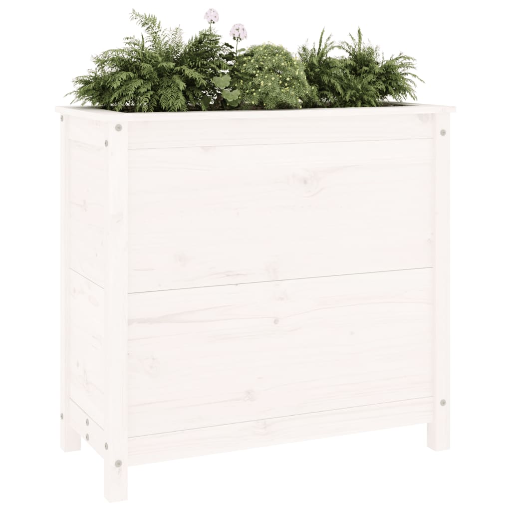 Garden Planter White 82.5x40x78 cm Solid Wood Pine